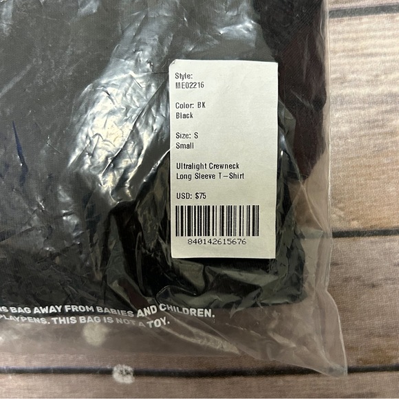 Naadam Black Ultralight Crew Neck Long Sleeve Wool Blend T Shirt NWT Small Mens - Picture 10 of 10